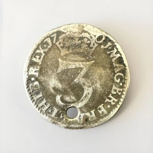 England 1700 - 3 Pence / Threepence - King William III - .925 Silver - Bild 1 von 2