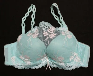 Meergrün Spitze bestickt Bügel Push-up BH/Camisole Gr. 70A Frankreich - Bild 1 von 6
