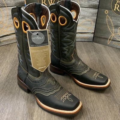 BOTAS VAQUERAS RODEO PARA HOMBRE CUERO GENUINO BOTAS OCCIDENTALES PUNTA CUADRADA BOTAS MARRONES Foto 1 de 4