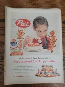 Pubblicità rivista orig vintage 1956 POST ZUCCHERO CROCCANTE cereali orsi marcati per mangiare felice - Foto 1 di 1