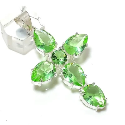 Tsavorite Gemstone 925 Sterling Silver Jewelry Pendant 2.48" X-Mas Gift e305 Foto 1 de 3