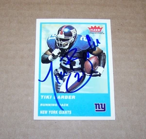 Tiki Barber Signed Autograph Card H2 - Picture 1 of 1