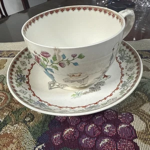 Rare Antique W.T. COPELAND Canton XL Cup 4” & Saucer 6.5” 1870s - Bild 1 von 15