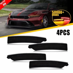Fit 2024 2025 Ford Mustang Smoked Amber & Red LED Front+Rear Side Marker Lights - Bild 1 von 14