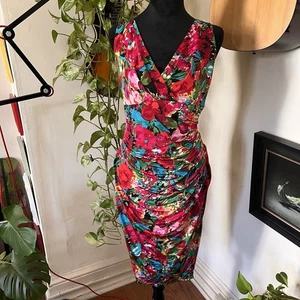 Ralph Lauren Multi Floral V Neck Sleeveless Dress - Size 8 - Picture 1 of 7