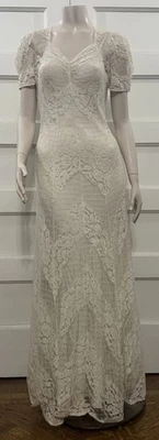 Антикварное белое кружевное платье 1930-х годов провенанс как есть - Изображение 1 из 4