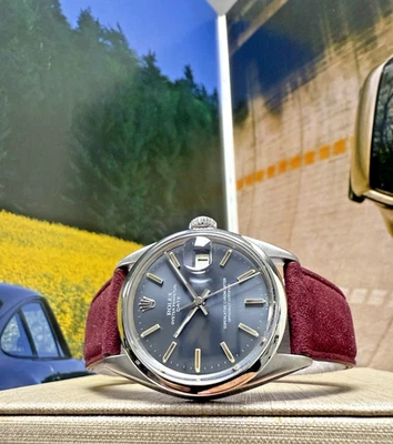 Mens Rolex Oyster Perpetual Date Stainless Steel Blue Dial 34mm Watch - Image 1 of 4