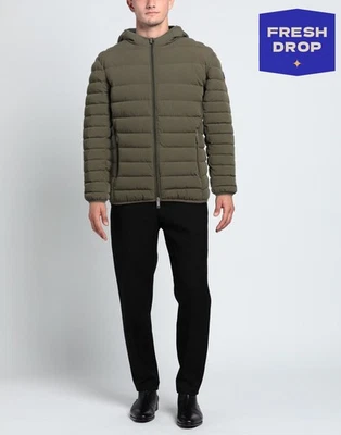 RRP€295 CENTOGRAMMI Down Quilted Jacket Size S Green Logo Hood Waterproof - Image 1 of 4