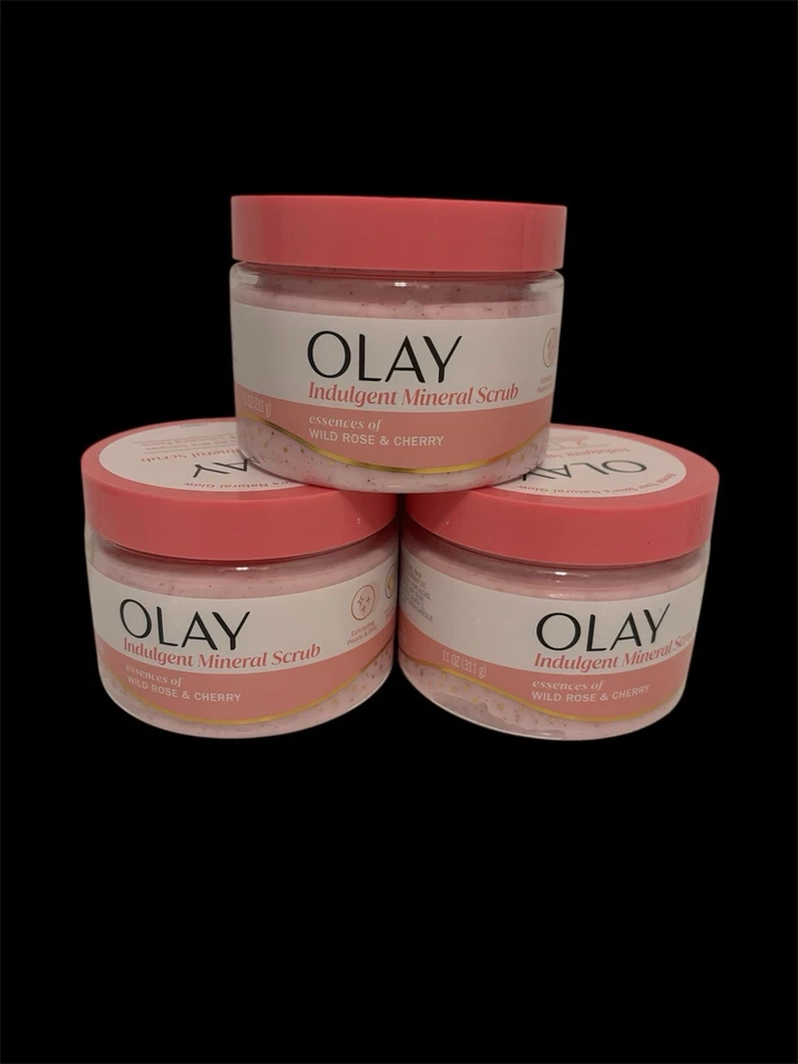Olay Indulgent Mineral Body Scrub, Wild Rose And Cherry, Lot Of 3 - Image 1 of 1