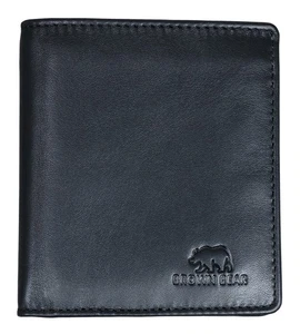 Brown Bear Geldbörse Echtleder Smart Wallet klein Hochformat RFID Schwarz  - Bild 1 von 6