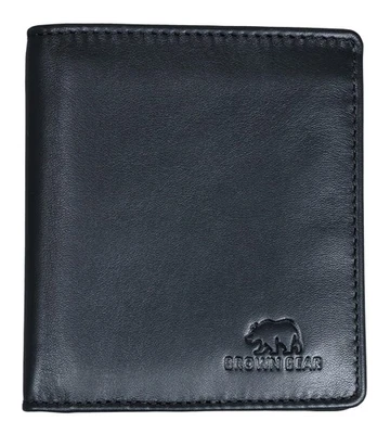 Brown Bear Geldbörse Echtleder Smart Wallet klein Hochformat RFID Schwarz  - Bild 1 von 4
