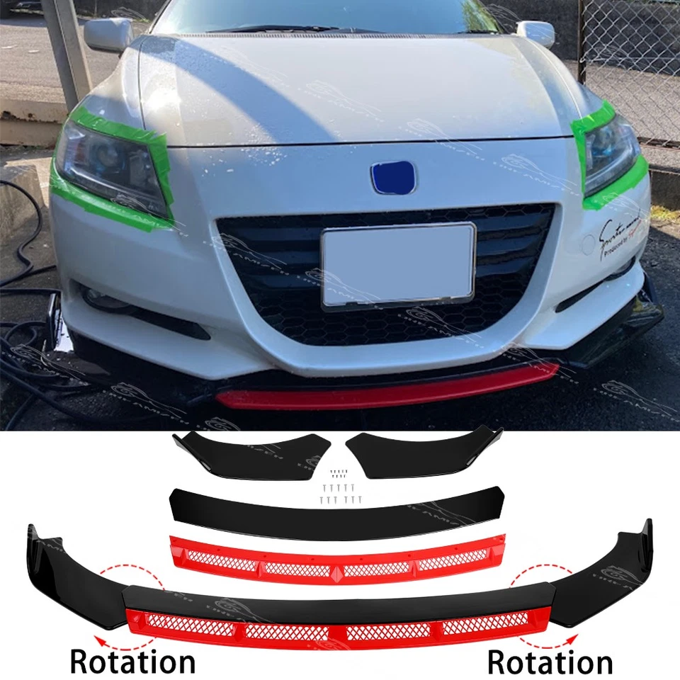 Alerón de parachoques delantero rojo brillante divisor de labios para Honda CR-Z CRZ 2010-2016 Foto 1 de 4