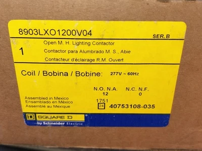 SQUARE D 8903LXO1200V04 12 POLE LIGHTING CONTACTOR 277 V  30 A Open MH Type LX - Image 1 of 4