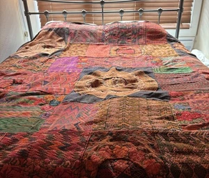 Tapiz guatemalteco Huipil arte popular pared retazos colgante edredón 95"x 76" EPOC - Imagen 1 de 12