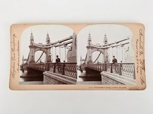 Hammersmith Bridge London England Man Posing Keystone Stereoview Photo Card 2112 - Picture 1 of 8