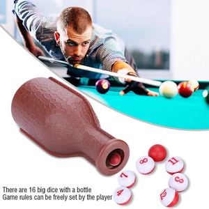 Billiard Shaker Bottle And 16 Numbered Tally Balls Pool Dice Billiards Accessory - Picture 1 of 12