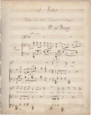 DE BRAY P. Manoscritto Musicale A VOUS! Canto Pianoforte D'Echegoyen XIX sec.