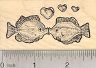 Valentine's Day Kissing Fish Rubber Stamp, with Hearts J23407 WM