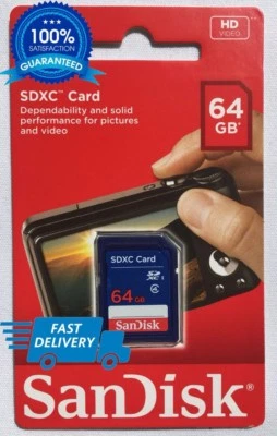SanDisk 64GB SD-Karte SDXC SDHC SPEICHERKARTE Klasse 4, Für Digitalkameras-UK - Bild 1 von 2