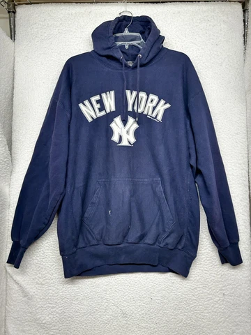 New York Yankees Hoodie Mens XL Extra Large Blue Stitches Hooded Sweatshirt Cover