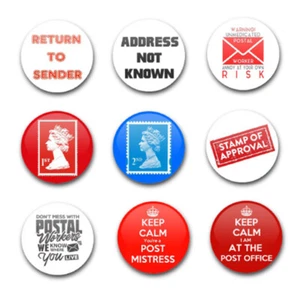 INSIGNIAS DE BOTÓN 25mm 1" PULGADAS x9 TRABAJADOR DE OFICINA DE CORREOS - Imagen 1 de 1