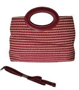 Liz Claiborne Red Ribbon Striped Handbag Crossbody Purse EUC VTG