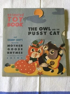 RARE Animated Toy Book,The Owl & the Pussy Cat, Mother Goose, 1946 MINT - Picture 1 of 10