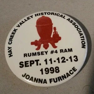 Horno Joanna Pinback Hay Creek Valley Historical Assoc 1998 - Imagen 1 de 2