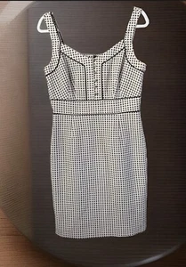 Antonio Melani Dress Womens 8 Sleeveless Ivory Brown Dots Fully Lined Sheath - Bild 1 von 14