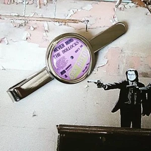Unique SEX PISTOLS TIECLIP chrome NEVER MIND THE BOLLOCKS music ALBUM record ACE - Picture 1 of 1