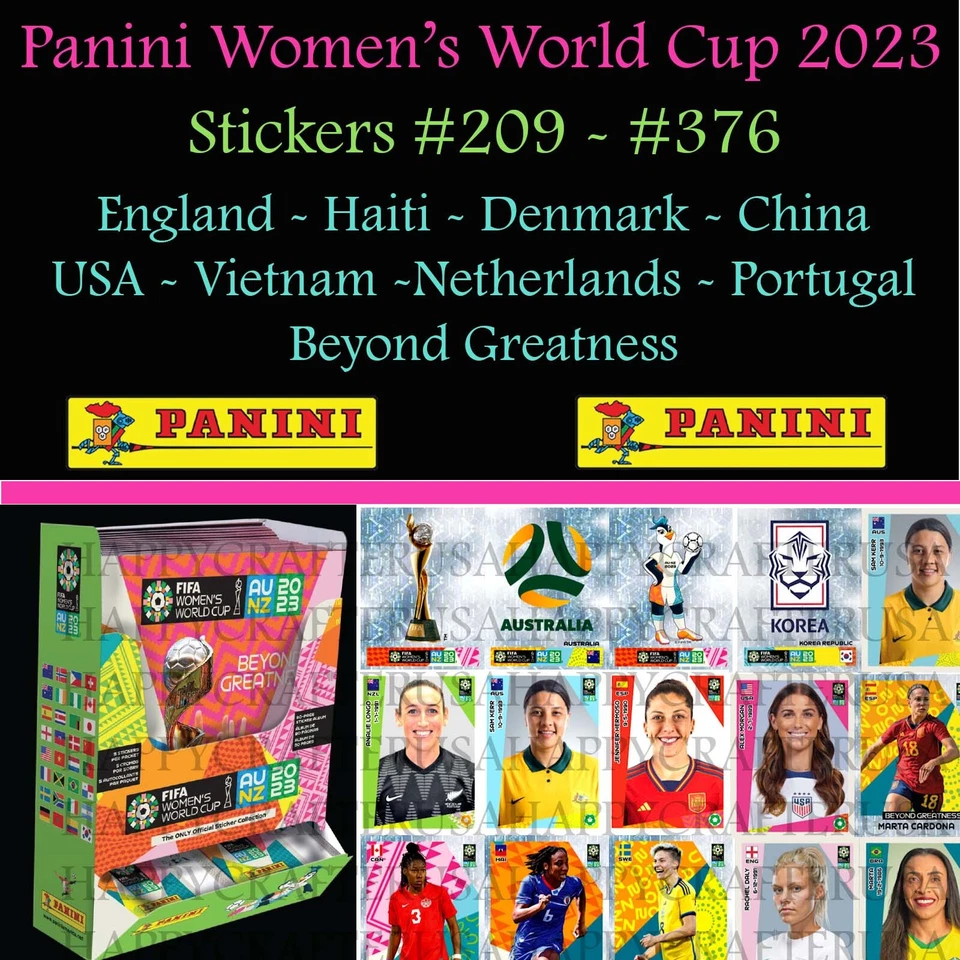 Panini FIFA Women's World Cup 2023 - Stickers #209 - #376 **US Seller** - Image 1 of 1