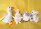 4 Soft Plush Stuffed Animals for Easter Baskets/ Home Decor (2 Beanie Babies)