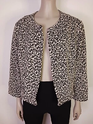 Blusa Cartigan Blazer Vintage Sharagano Studio Abierta Negro y Guepardo XL 🐆  Foto 1 de 4