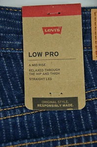 Levi’s Low Pro Jeans Women's 30x30 Mid Rise Straight Leg Pinstripe Denim NEW - Picture 1 of 11