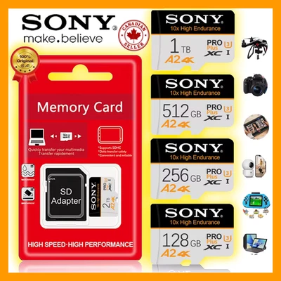SD Memory Micro Card TF High Speed C10 A2 U3 2TB 1TB 512GB 4K XC U3 USB Adapter - Image 1 of 4