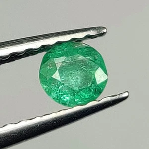 0.17 CT - Natural Zambian Emerald Round Cut Good Luster Green Gem - 8605 - Imagen 1 de 2