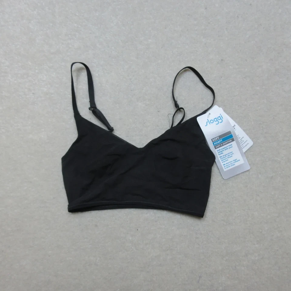 Женский мягкий адаптивный бюстгальтер Sloggi XS черный с регулируемыми ремнями удобный крой - Изображение 1 из 4