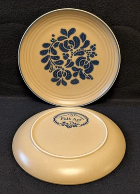 Vintage Pfaltzgraff Folk Art 10" 20th Anniversary Dinner Plate Set of 2 2005 USA - Image 1 of 3