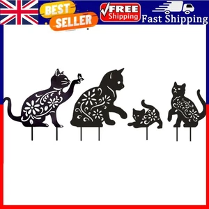 Metal Cat Garden Statues Delicate Outdoor Statues Animal Stakes Lawn Ornaments . - Picture 1 of 10