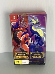 Pokemon Scarlet and Violet Dual Pack For Nintendo Switch With Steel Book + Code - Picture 1 of 8