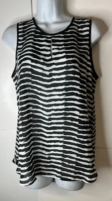 Blusa Top Estampado Cebra Violeta & Claire Mujer Talla Grande Cuello Cerradura Semi Transparente Foto 1 de 4