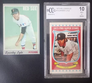 Sparky Lyle 1970 Topps & BCCG 10 1972 Kellogg's 2-D Super Stars 2 card lot - Picture 1 of 5