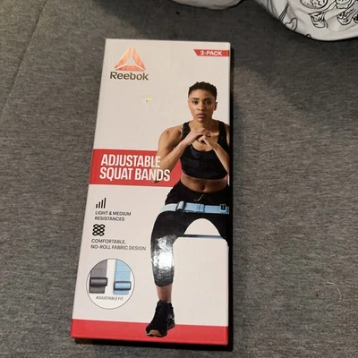 2 Pack Reebok Light & Medium Resistance Adjustable Squat Bands Workout, NEW, NIB - Image 1 of 2