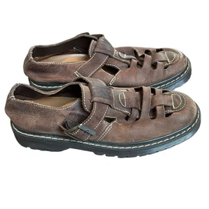 VTG 90s Y2K Bongo Leather Chunky Sandals Women’s 8.5 Brown Fisherman - Picture 1 of 13