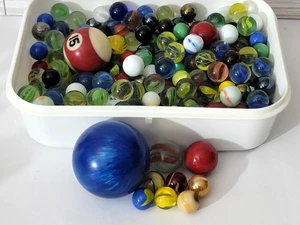 Glasmurmeln Konvolut 3,5 Pfund Nachlass Fund verschiedene Größen Farben Muster #2B - Bild 1 von 8