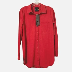 Lysse Schiffer Button Front Long Sleeve Legging-Friendly Shirt Size S 4/6 Red - Picture 1 of 11