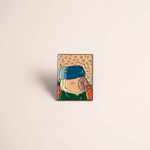 Cute Capybara Painting Self-Portrait with Bandaged Ear Pin Badge Novelty Gift - Picture 1 of 1