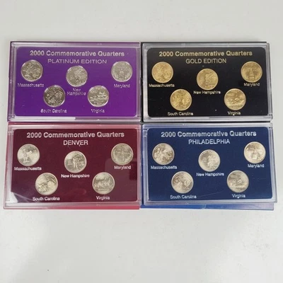 4- 1999 STATE QUARTER GOLD PLATINUM D P EDITIONS 5 COINS SETS LIMITED MINT - Image 1 of 4