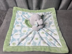 Carters Lovey Elephant Security Blanket Plush Green Blue Baby Toy 14 Inch - Picture 1 of 5