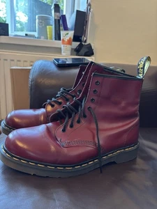 Dr. Martens Cherry Red Leather Boots size 12 - Picture 1 of 7